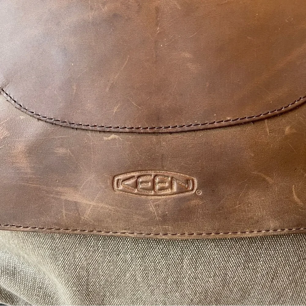 Keen Leather Canvas Laptop Messenger Bag Tan Cotton Briefcase